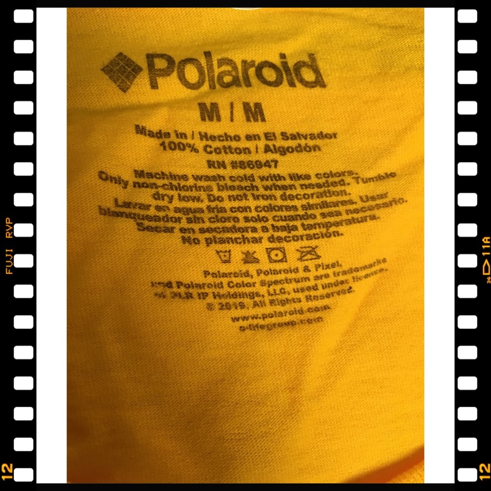 New~T-Shirt~Tee~Polaroid~Medium~M~Yellow~Licensed~ - Picture 6 of 6